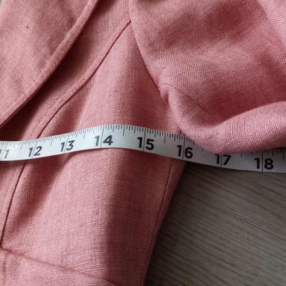 Smythe Linen Equestrian Leather Elbow Patch Blazer Pink Melange 4 - Picture 12 of 16